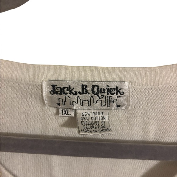 Vintage 90s‎ Jack B. Quick Embroidered Fish V-Neck Shirt 1X - Picture 3 of 6